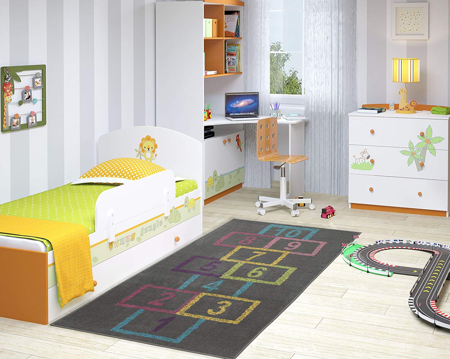 Children Area Rug 2'7" X 6'0" Grey