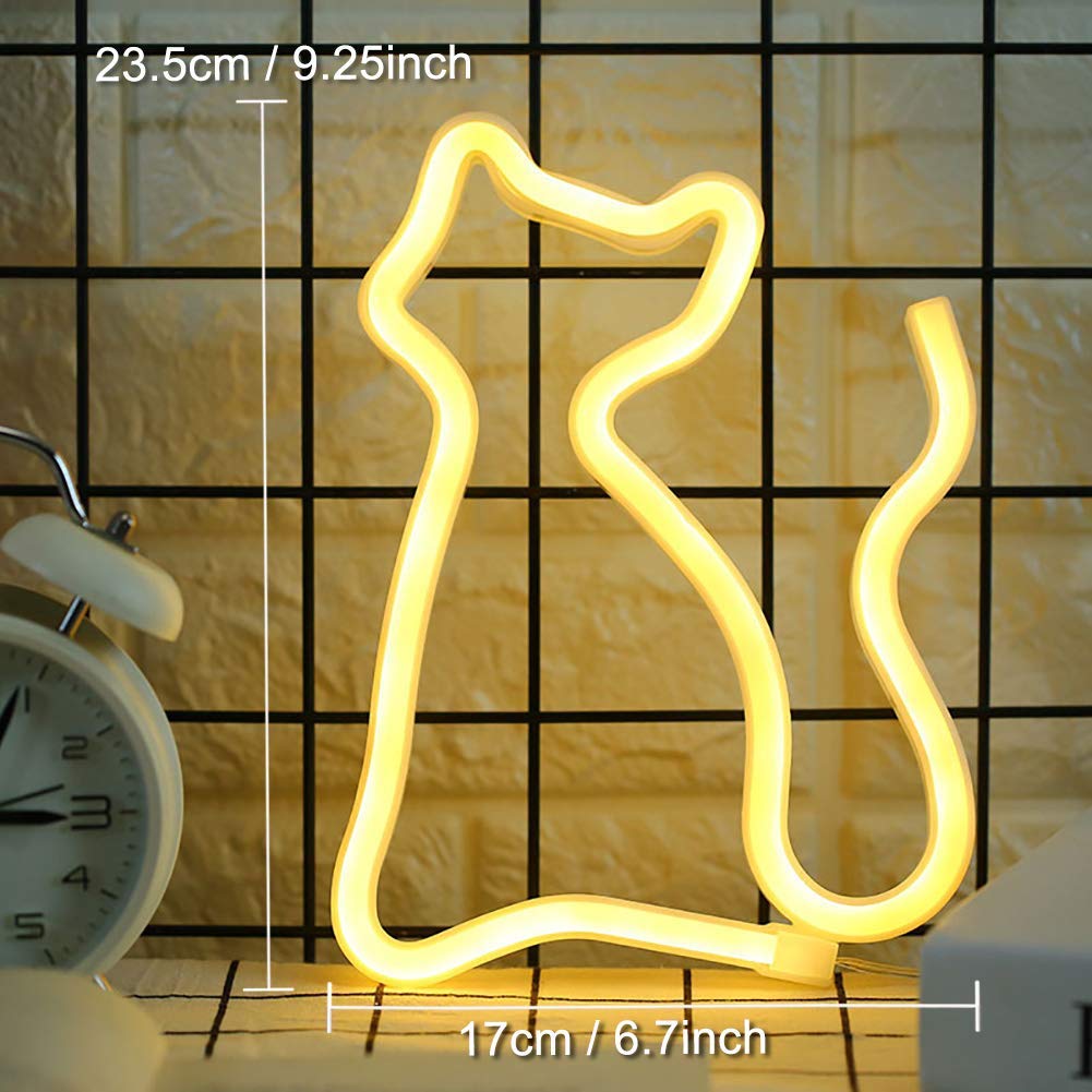 Cat Shaped Neon Sign - Battery and USB Operated